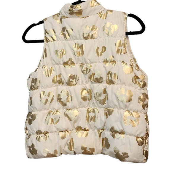 Crazy 8 Gold Foil Cream Leopard Puffer Vest Kids Size Largw 10/12 - Picture 6 of 11